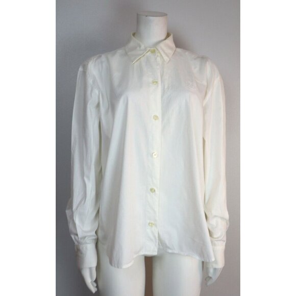 WOMEN'S WHITE LONG SLEEVE BUTTON-UP BLOUSE - LIZGOLF LIZ CLAIBORNE - SIZE M - Picture 1 of 11